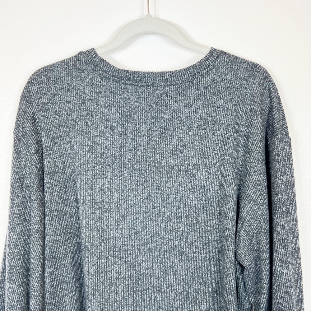 Daily Ritual Ribbed Long Lantern Sleeve Top NWT Charcoal Gray Size Large - Picture 6 of 10